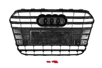 Audi A6 C7 2011–2017 Priekšējā melnā radiatora reste ar hroma rāmi S-style (2011-2014) foto 4