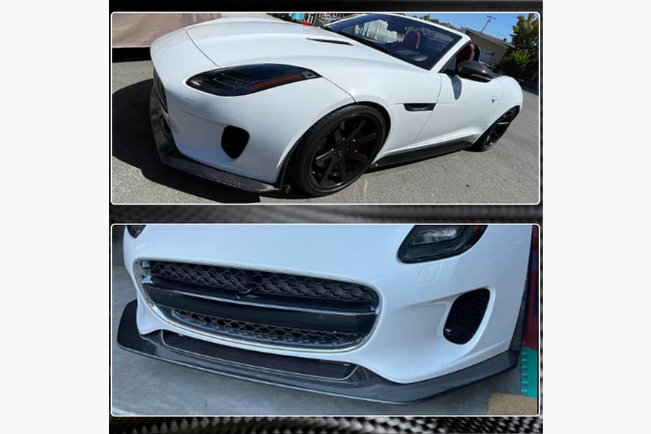 Jaguar F-Type 2013–2024 Priekšējā bampera lūpas uzlika (Base 2017-2019, oglekļa šķiedra) Foto 4