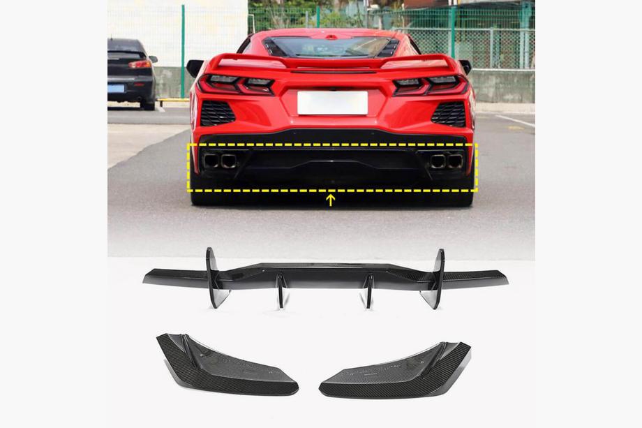 Chevrolet Corvette C8 2019– Aizmugurējā bufera difuzors V1 (2019-2022, Karbons) Foto 1