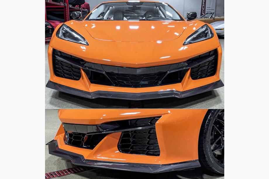 Chevrolet Corvette C8 2019– Priekšējā bampera lūpa (Z06, 2020-2024, oglekļa šķiedra) Foto 2