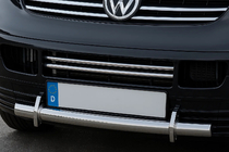 Volkswagen T5 Transporter 2003–2010 Bampera režģa uzlikas (2 gab., nerūsējošais tērauds) OmsaLine – itāļu nerūsējošais tērauds foto 1