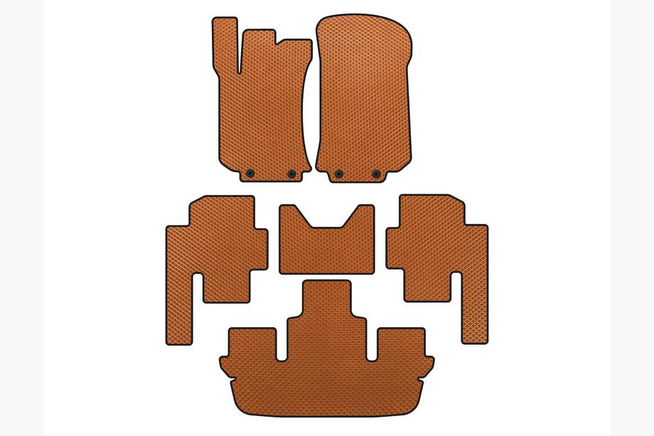 Mercedes R-klase W251 2005–2017 EVA auto salona paklājiņi (3 rindas, oranži) Image