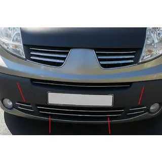 Apakšējās restes hromētie uzlikas (6 gab., nerūsējošais tērauds) Nissan Primastar 2002–2014