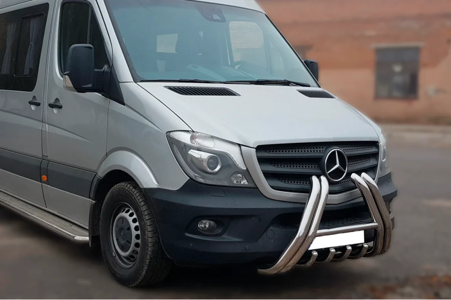Mercedes Sprinter W906 2006–2018 Priekšējais aizsargstienis F1-01 (2013-2018, nerūsējošais tērauds) Foto 2