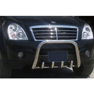 Priekšējais aizsargstienis (bullbar) QT006 (nerūsējošais tērauds) SsangYong Rexton I 2001–2017 foto 1