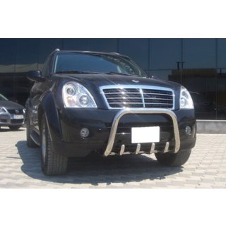 Priekšējais aizsargstienis (bullbar) QT006 (nerūsējošais tērauds) SsangYong Rexton I 2001–2017 foto 3