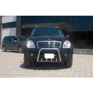 Priekšējais aizsargstienis (bullbar) QT006 (nerūsējošais tērauds) SsangYong Rexton I 2001–2017 foto 4