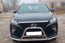 Hyundai Santa Fe 4 2018–2023 Priekšējais aizsargstienis "ūsainais" WT006 (nerūsējošais tērauds) foto 1