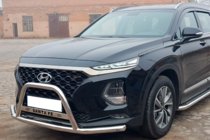 Hyundai Santa Fe 4 2018–2023 Priekšējais aizsargstienis "ūsainais" WT006 (nerūsējošais tērauds) foto 2