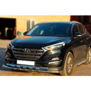 Priekšējais aizsargstienis Shark (nerūsējošais tērauds) Hyundai Tucson TL 2016–2021 foto 1