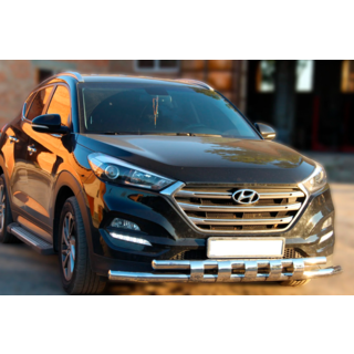 Priekšējais aizsargstienis Shark (nerūsējošais tērauds) Hyundai Tucson TL 2016–2021 foto 2