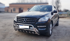 Mercedes GLE/ML class W166 2011–2018 Bullbar WT003 (nerūsējošais tērauds) foto 2