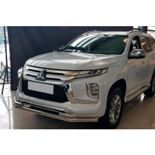 Priekšējais aizsargstienis ST085 (2020+, nerūsējošais tērauds) Mitsubishi Pajero Sport 2015– foto 1