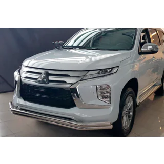Priekšējais aizsargstienis F3-60 (2020+, nerūsējošais tērauds) Mitsubishi Pajero Sport 2015– foto 2