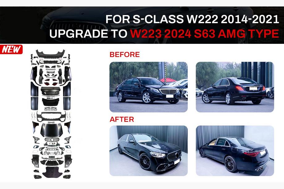 Mercedes S-class W222 2013–2022 Restailinga komplekts W223 S63 AMG (ar durvju rokturiem un ieliktņiem) Foto 1