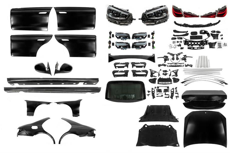 Mercedes S-class W221 2005–2013 W223 restailinga komplekts ar durvju rokturiem un ieliktņiem (bez buferiem) Image