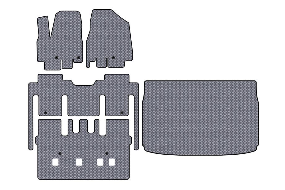 Kia Sedona 2014–2020 Carsuit gumijas salona paklāji (pilns salons, 8-vietīgs, pelēks) Foto 1