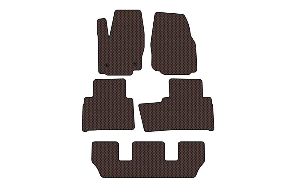 Ford Galaxy 2007–2015 Carsuit gumijas paklāji salonam (3 rindas, brūni) Image