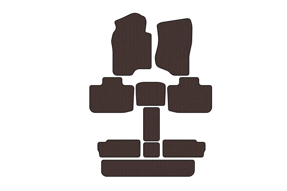 Cadillac Escalade 2007–2014 Carsuit gumijas paklāji salonam (3 rindas, brūni) Image