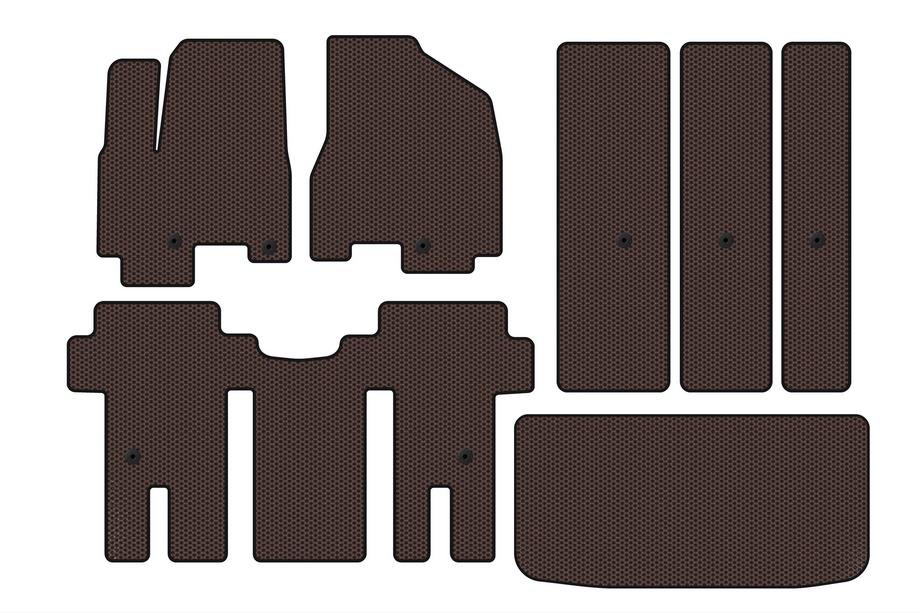 Kia Carnival 2014–2020 Carsuit gumijas salona paklājiņi (pilns komplekts, brūni) Foto 1
