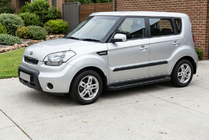 Kia Soul I 2008–2013 Sānu sliekšņi Allmond Black (2 gab., alumīnijs) foto 1