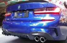 BMW 3. sērija G20/G21 2018– Aizmugurējā bufera difuzors (M-Sport 2018-2022, taisnstūra izplūdes uzgaļiem, ABS) foto 1