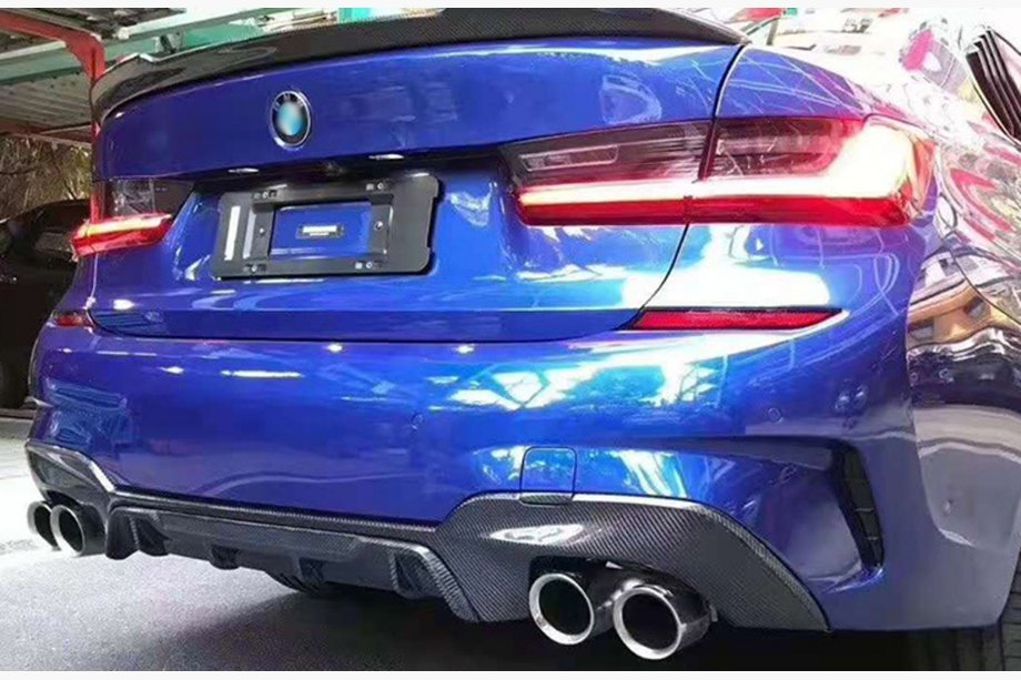 BMW 3. sērija G20/G21 2018– Aizmugurējā bufera difuzors (M-Sport 2018-2022, taisnstūra izplūdes uzgaļiem, ABS) Image