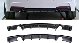 BMW 3. sērija F30/F31 2012–2019 Aizmugurējā bampera difuzors divpusējai viencaurules izplūdei (M-Sport, ABS) foto 4