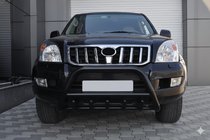Toyota Land Cruiser Prado 120 2002–2009 Zemais bullbar WT003 Black (nerūsējošais tērauds) foto 4
