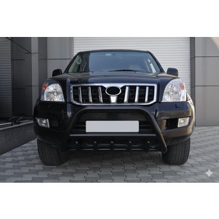 Zemais bullbar WT003 Black (nerūsējošais tērauds) Toyota Land Cruiser Prado 120 2002–2009 foto 4
