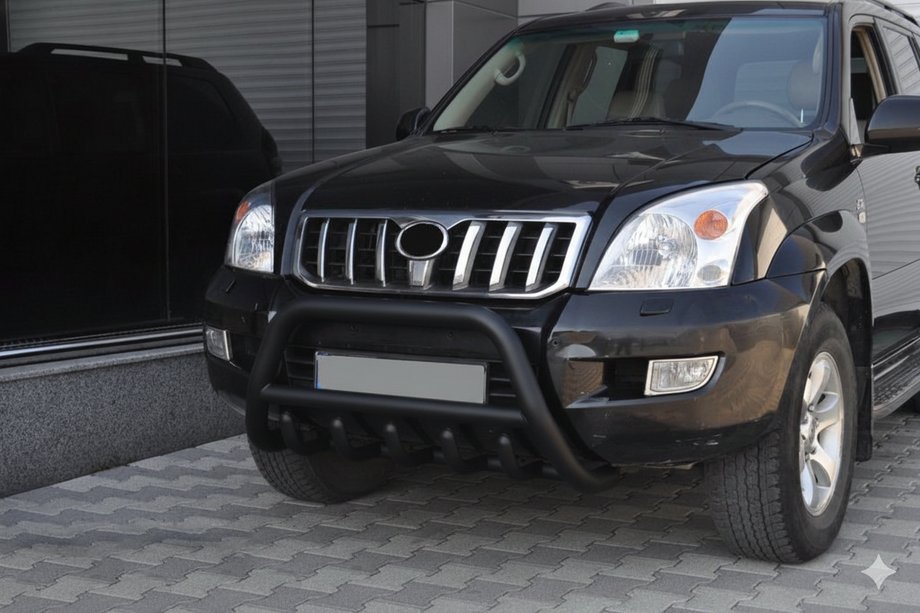 Toyota Land Cruiser Prado 120 2002–2009 Zemais bullbar WT003 Black (nerūsējošais tērauds) Image
