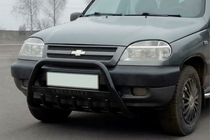 Chevrolet Niva 1998–2020 Kengurina stienis WT004 Black (nerūsējošais tērauds) foto 1