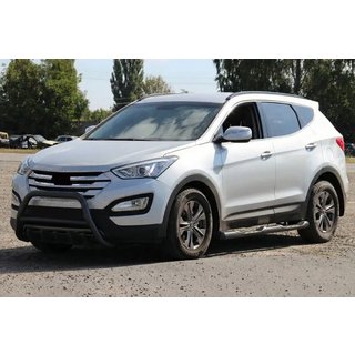 Priekšējais aizsargstienis WT003 Black (nerūsējošais tērauds) Hyundai Santa Fe 3 2012–2018 foto 1