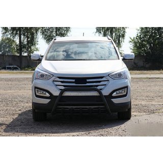 Priekšējais aizsargstienis WT003 Black (nerūsējošais tērauds) Hyundai Santa Fe 3 2012–2018 foto 3