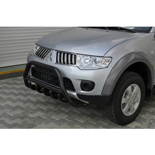 Priekšējais aizsargstienis WT003 Black (nerūsējošais tērauds) Mitsubishi Pajero Sport 2008–2015 foto 1