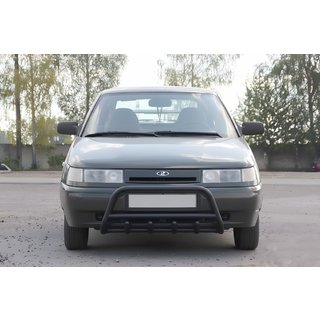 Priekšējais aizsargstienis (bullbar) WT003 Black 60 mm (nerūsējošais tērauds) VAZ 2110-21115 1995–2015 foto 3