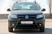 Renault Sandero 2013–2022 Bullbar WT003 Black (nerūsējošais tērauds) foto 2