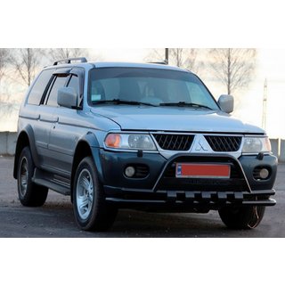 Priekšējais aizsargloks ST015WT Black (nerūsējošais tērauds) Mitsubishi Pajero Sport 1996–2007 foto 3