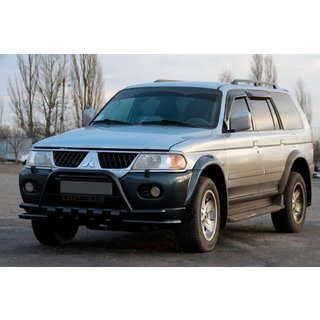 Priekšējais aizsargloks ST015WT Black (nerūsējošais tērauds) Mitsubishi Pajero Sport 1996–2007 foto 1