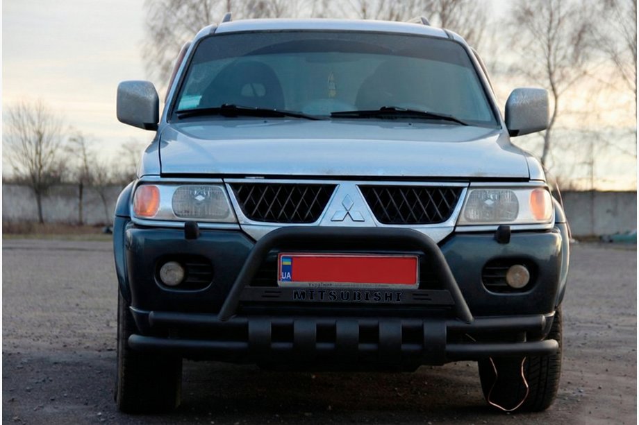 Mitsubishi Pajero Sport 1996–2007 Priekšējais aizsargloks ST015WT Black (nerūsējošais tērauds) Foto 2