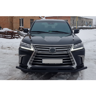 Priekšējais aizsargstienis ST014 Black (2015+, nerūsējošais tērauds) Lexus LX570/450d 2008–2022 foto 2