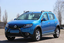 Renault Sandero 2013–2022 Priekšējais kengurina stienis WT006 Black (nerūsējošais tērauds) foto 4