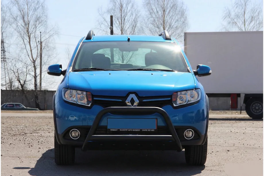 Renault Sandero 2013–2022 Priekšējais kengurina stienis WT006 Black (nerūsējošais tērauds) Image