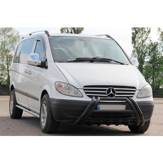 Kelebek WT011 Black priekšējais aizsargstienis (kenguru stienis), nerūsējošais tērauds Mercedes Vito W639 2004–2014 foto 2