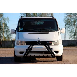 Kelebek WT011 Black priekšējais aizsargstienis (kenguru stienis), nerūsējošais tērauds Mercedes Vito W638 1996–2003 foto 3