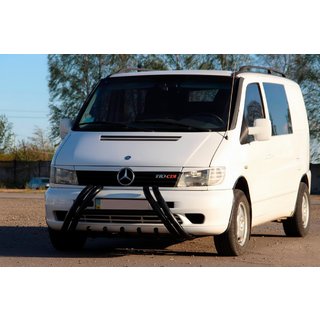 Kelebek WT011 Black priekšējais aizsargstienis (kenguru stienis), nerūsējošais tērauds Mercedes Vito W638 1996–2003 foto 2