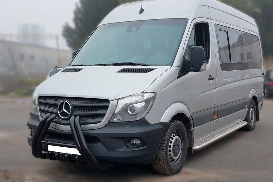 Mercedes Sprinter W906 2006–2018 Kengurins F1-01 Black (2013-2018, nerūsējošais tērauds) Foto 3