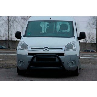 Priekšējais aizsargstienis WT022 Black (nerūsējošais tērauds) Peugeot Partner Tepee 2008–2018 foto 1