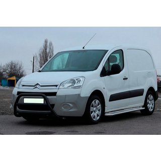Priekšējais aizsargstienis WT022 Black (nerūsējošais tērauds) Peugeot Partner Tepee 2008–2018 foto 2