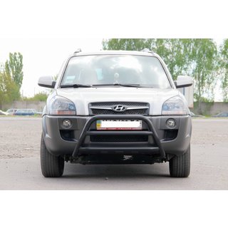 Priekšējais aizsargstienis WT022 Black (nerūsējošais tērauds) Hyundai Tucson JM 2004– foto 1